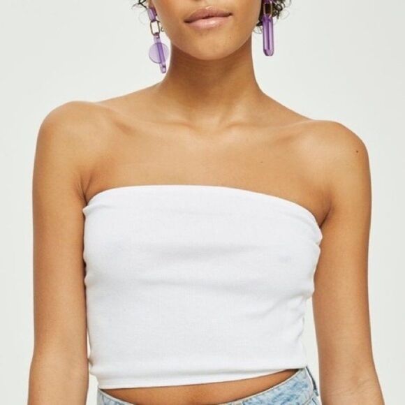 Topshop Tops - Topshop Ribbed Tube Top Size 12 White